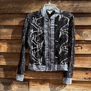 Jaipur vintage floral mesh sequin lace beaded cardigan